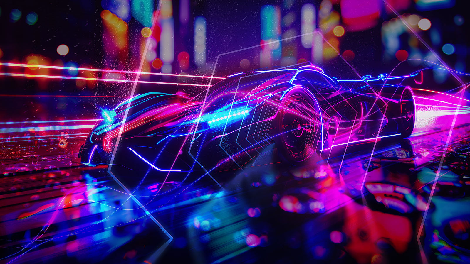 G&V Venture Brands Agency | Neon montage of speeding supercar