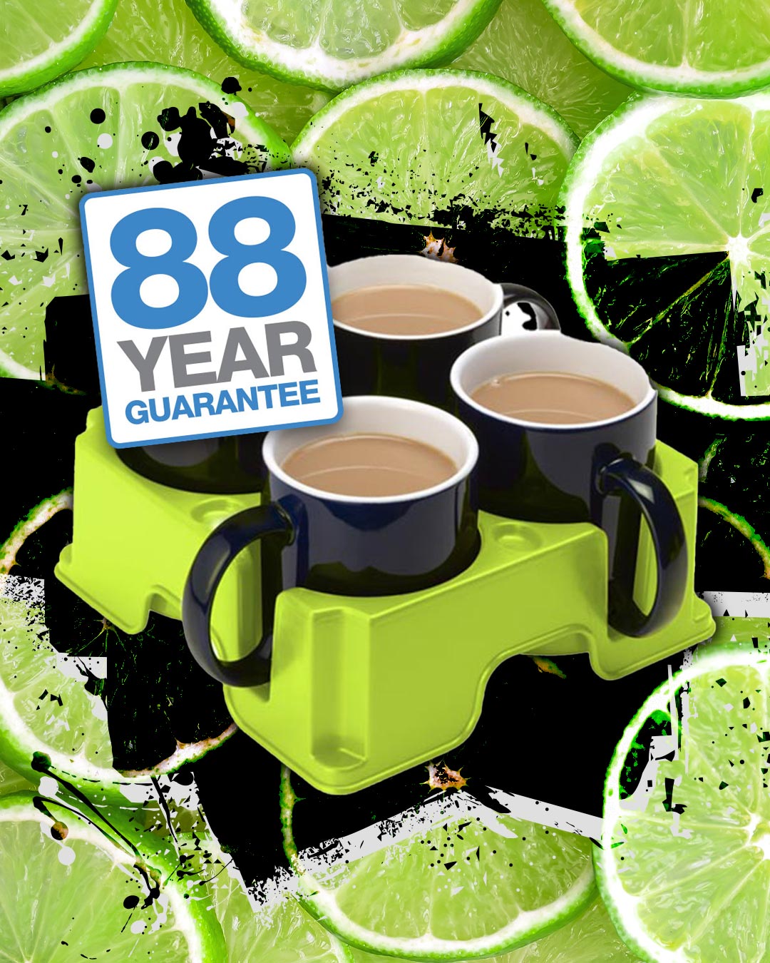 G&V Venture Brands Agency | Lime-coloured muggi holding 4 black mugs