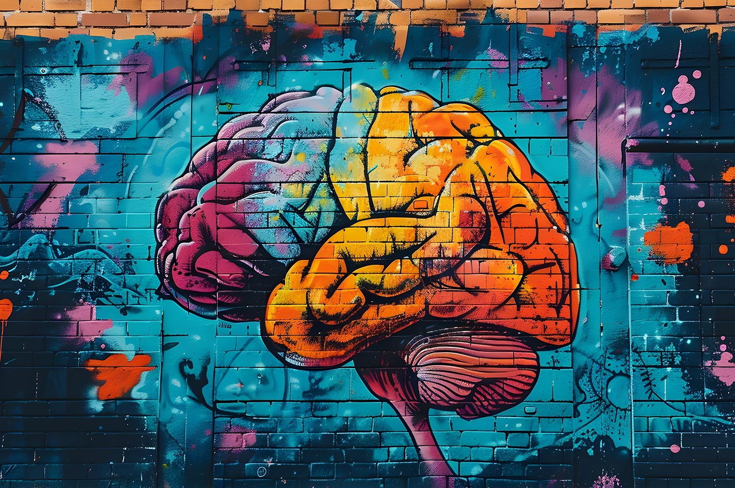 G&V | Venture Brands Agency | Graffiti on a wall of a colourful brain