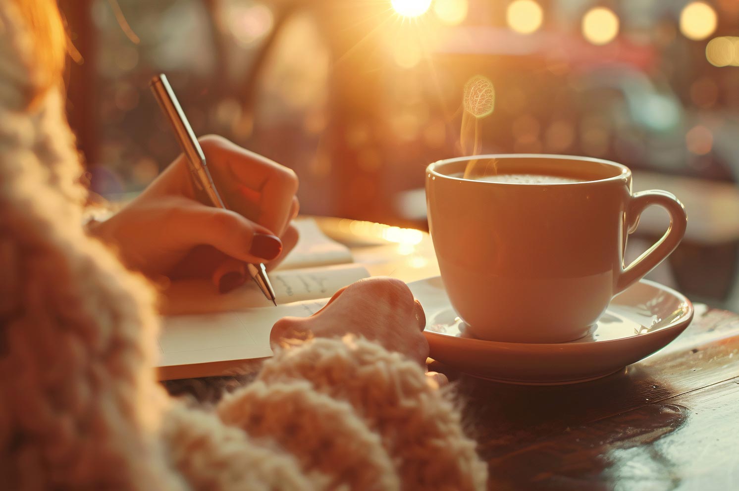 G&V | Venture Brands Agency | A woman making notes in a coffee shop