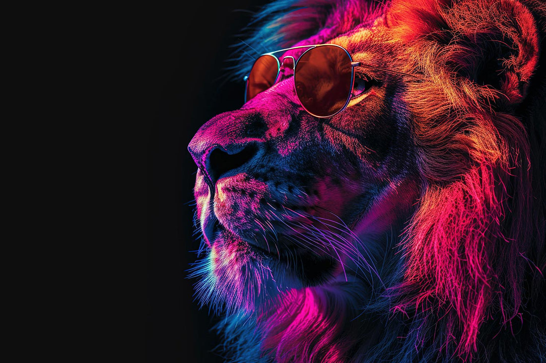 G&V | Venture Brands Agency | A neon image of a lion wearing sunglasses