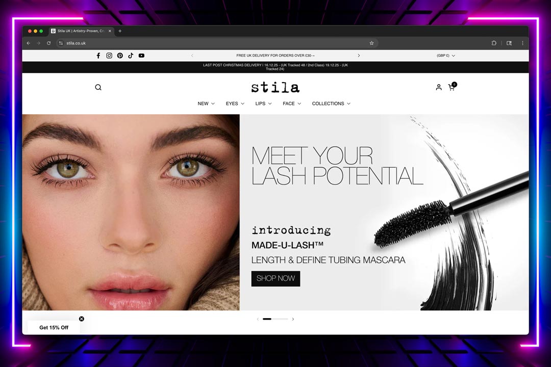 The stila.co.uk website made by G&V Bristol