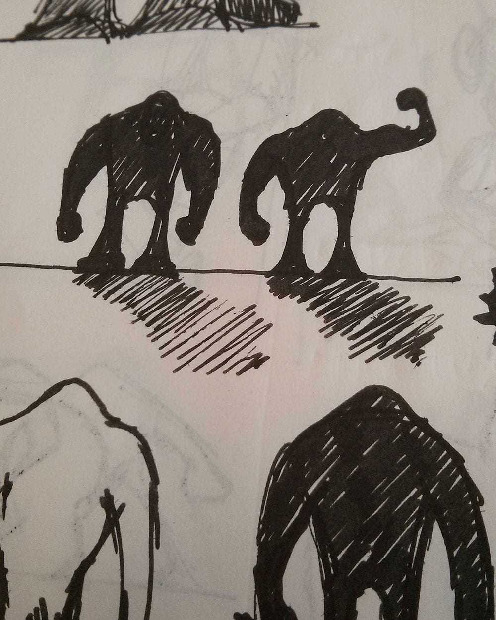 Early hand-drawn sketches from the G&V studio