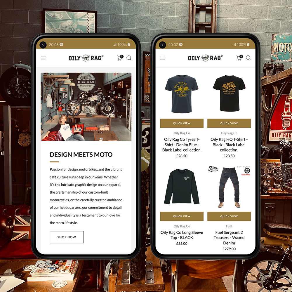 Shopify website build for Oily Rag Clothing